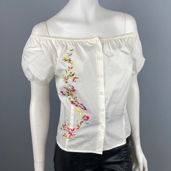 Vintage Embroidered Cotton Peasant Blouse - Picture 2 of 7